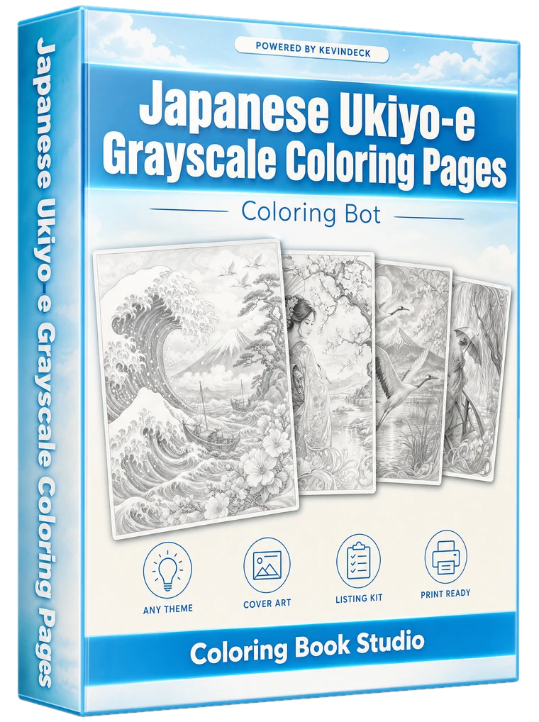 Lapis, the japanese ukiyo-e grayscale coloring pages studio